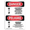 Signmission OSHA Danger, Anhydrous Ammonia Wear PPE Bilingual, 7in X 5in Decal, 5" W, 7" H, Bilingual Spanish OS-DS-D-57-VS-1029